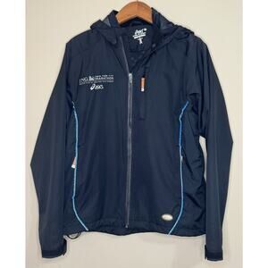Asics 2004 New York City Marathon Windbreaker Jacket Men's Size Large Black Vtg